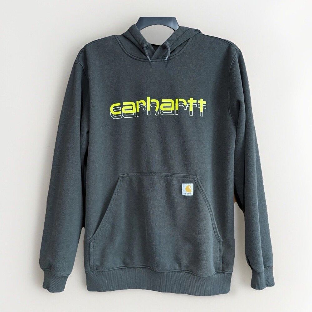 Carhartt Loose Fit Green Hoodie Sweatshirt Men's Size Medium Rain Defender - Picture 2 of 10